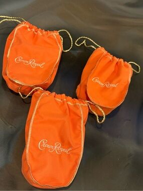 Orange Peach Crown Royal Drawstring Gift Bags Bundle Of 3 Empty Sacks